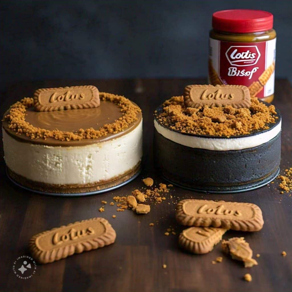 Homemade vs store brought Lotus biscoff cheesecake.