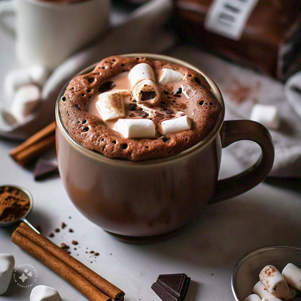 Ingredients to make hot cocoa mug cake