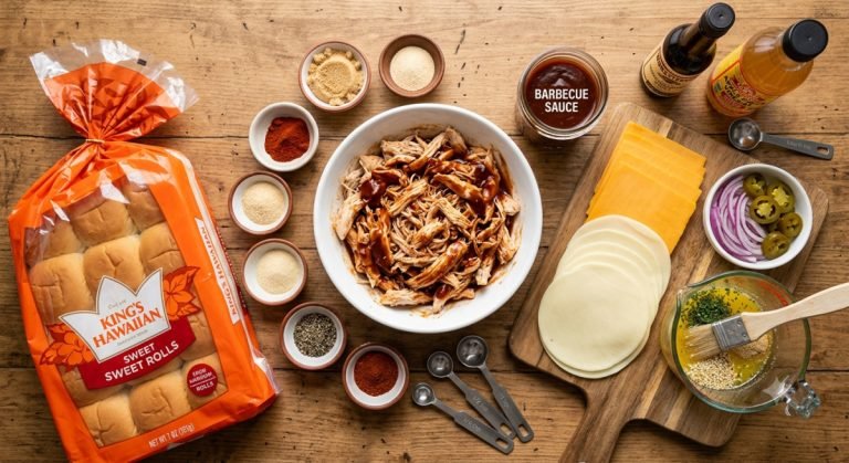 Easy cheesy BBQ chicken sliders on sweet Hawaiian rolls